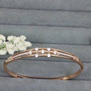 Rose Gold Bangle with Double Row Sparkling Stones, XPBL0511